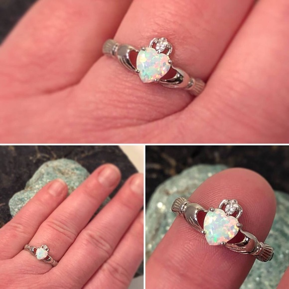 Opal Claddagh Ring - Picture 5 of 5